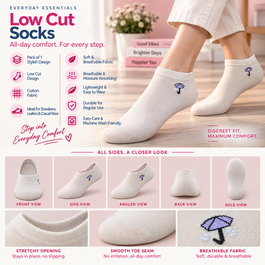 Women's Low Cut Socks – Pack of 5 | Multicolour