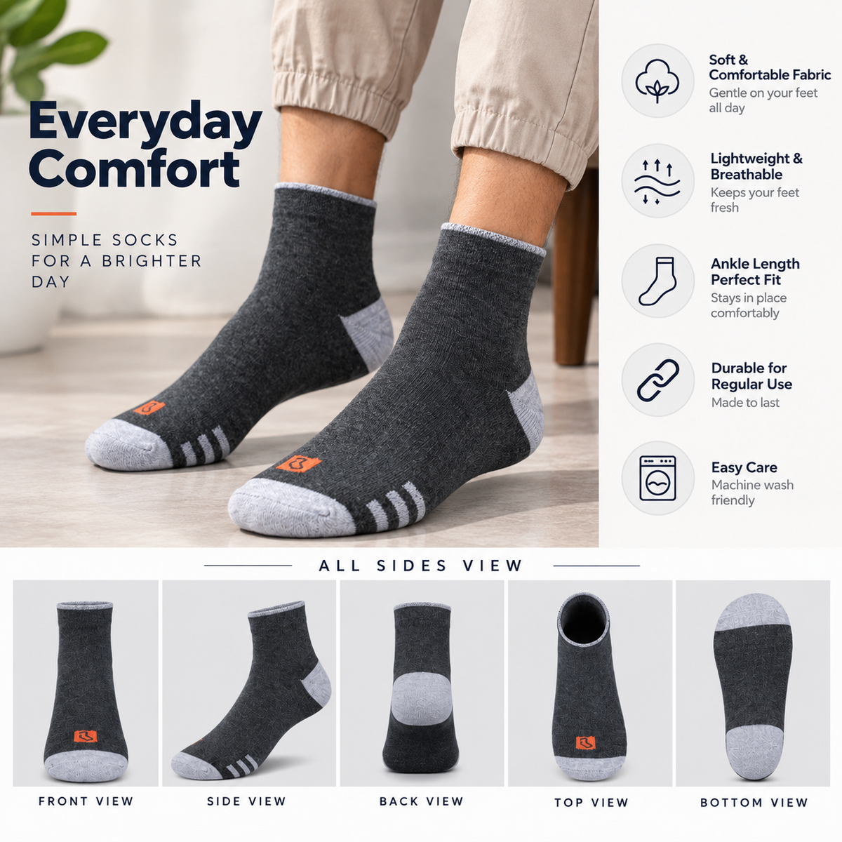 7 Days Ankle Socks for Men – Pack of 7 | Multicolour