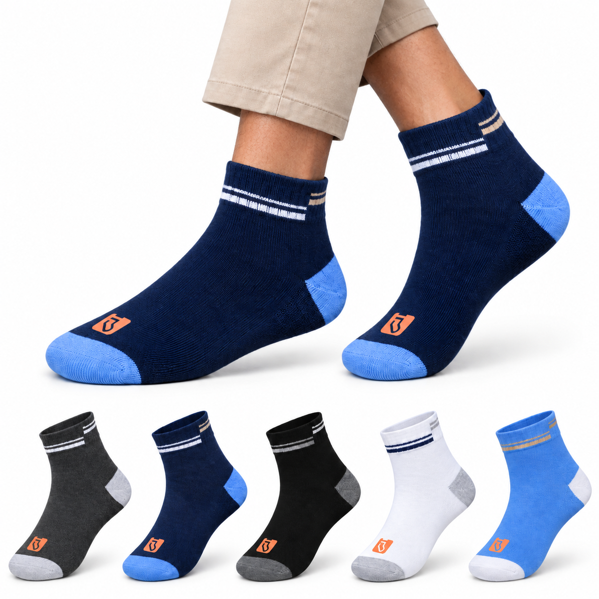 Men's Basic Medium Socks – Pack of 5 | Multicolour