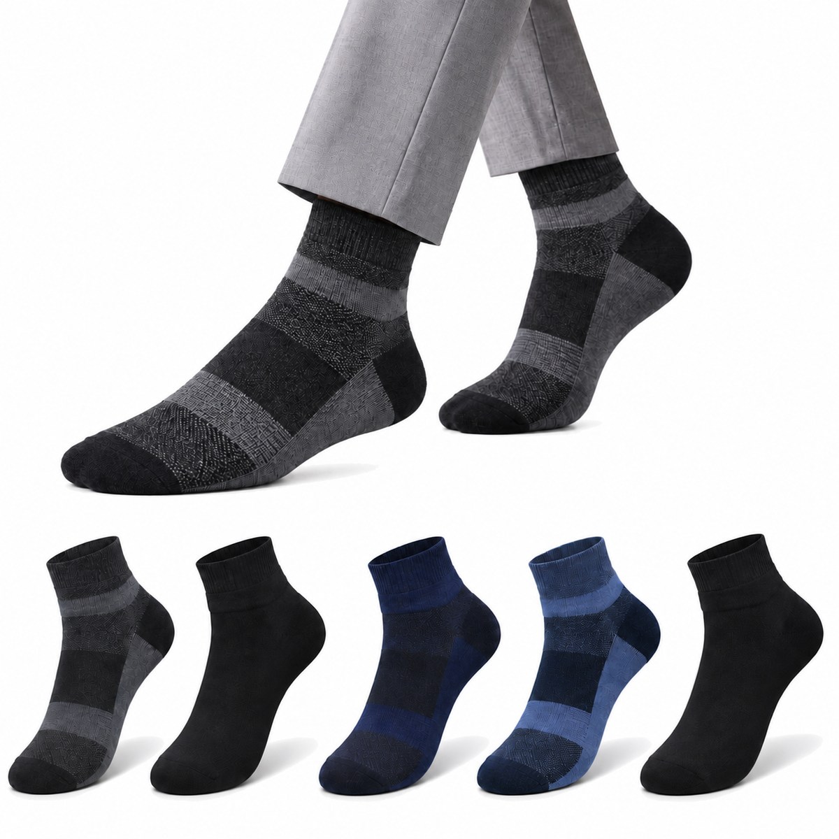 Men's Formal Ankle Socks – Pack of 4 | Multicolour | Cotton