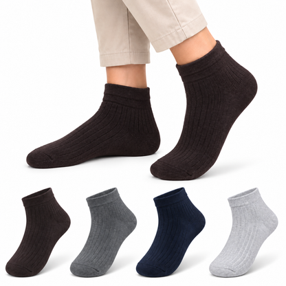 Men's Formal Ankle Socks – Pack of 4 | Multicolour | Cotton