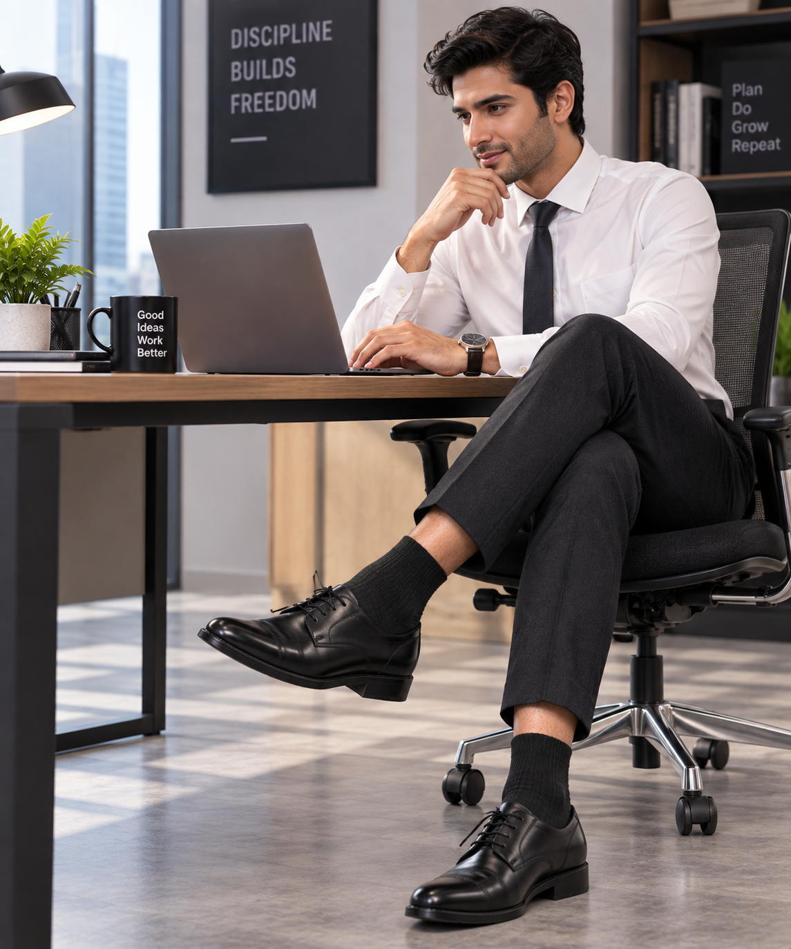 Men's Formal Ankle Socks – Pack of 4 | Black | Cotton