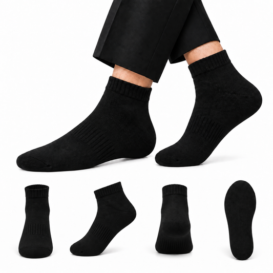 Men's Formal Ankle Socks – Pack of 4 | Black | Cotton