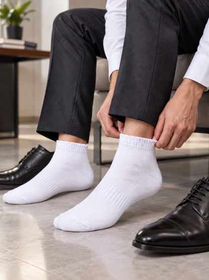 Men's Formal Ankle Socks – Pack of 4 | White | Cotton