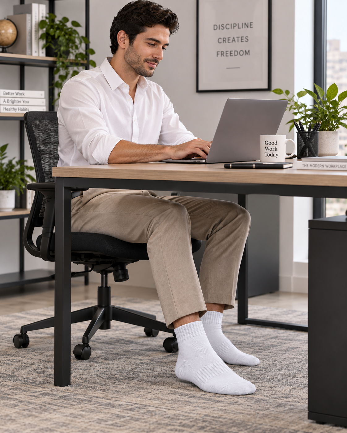 Men's Formal Ankle Socks – Pack of 4 | White | Cotton