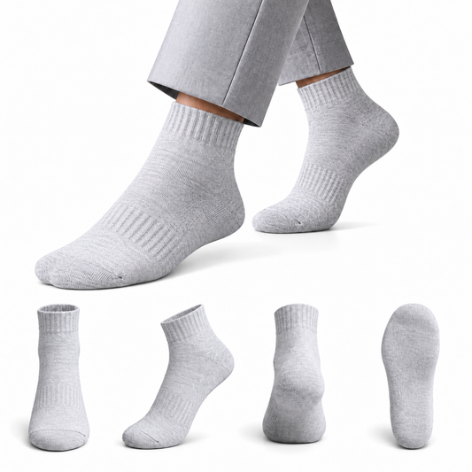 Men's Formal Ankle Socks – Pack of 4 | Silver Grey | Cotton
