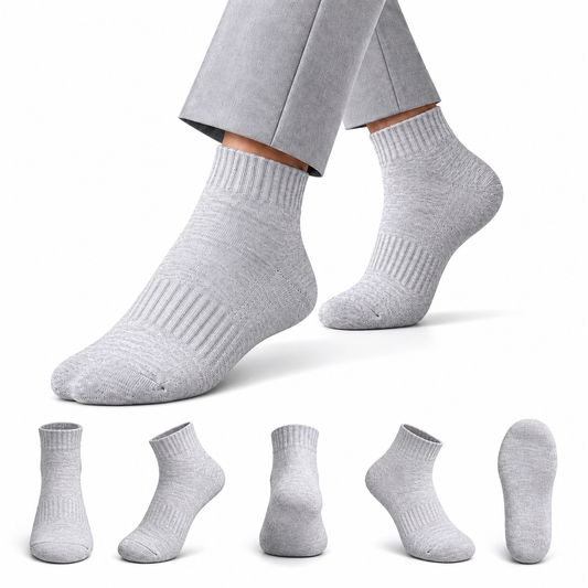 Men's Formal Ankle Cotton Socks, Grey, Ribbed, Office & Everyday Wear( Pack of 4)