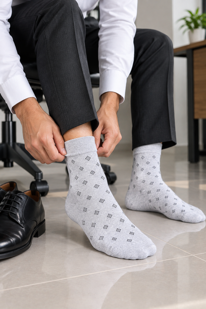 Men's Long Formal Socks – Pack of 4 | Multicolour |Cotton