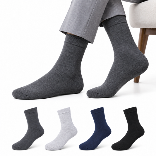 Men's Long Cotton Formal Socks, Multicolour, Comfortable Office Wear(Pack of 4)