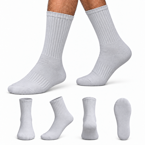 Unisex Gym Long Socks | Grey | Combed Cotton
