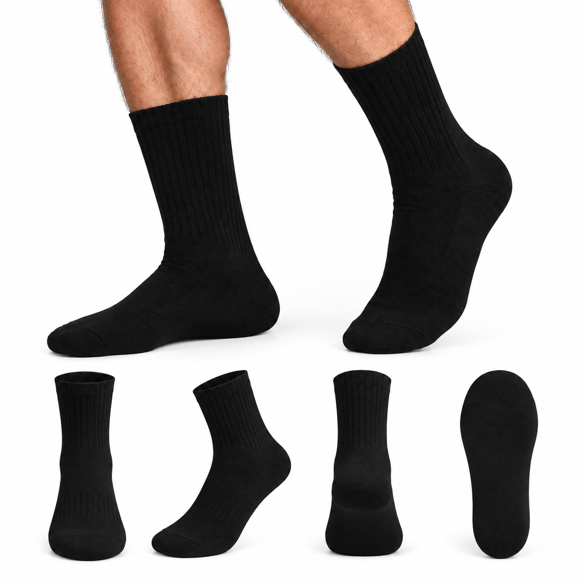 Unisex Gym Long Socks – Pack of 3 | Black | Combed Cotton