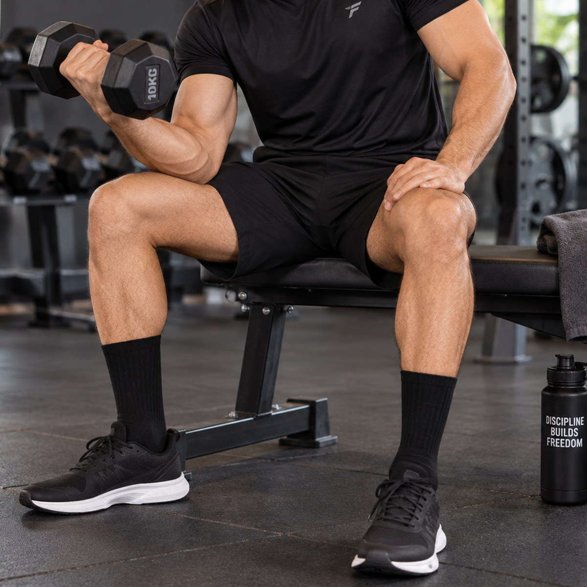 Unisex Gym Long Socks – Pack of 3 | Black | Combed Cotton