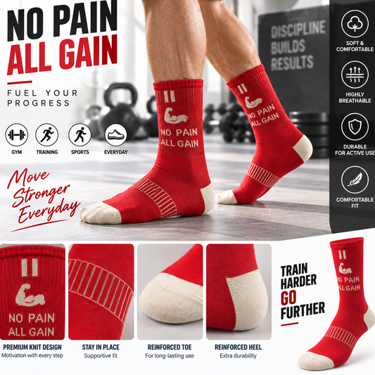 Unisex Gym Long Socks – Pack of 3 | Red | Combed Cotton