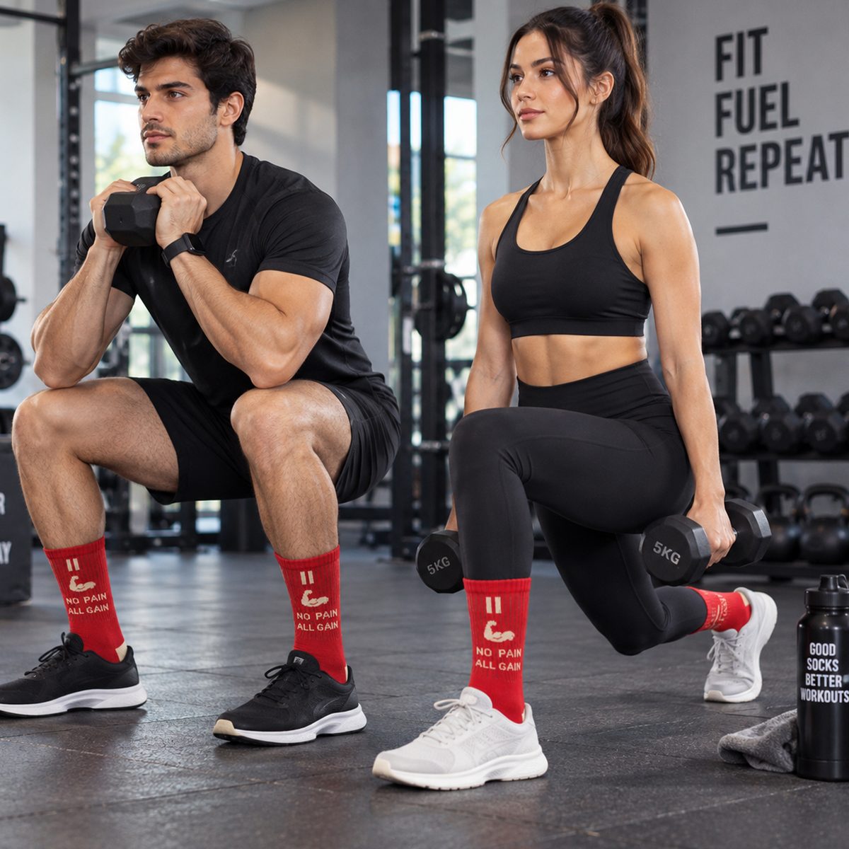 Unisex Gym Long Socks – Pack of 3 | Red | Combed Cotton