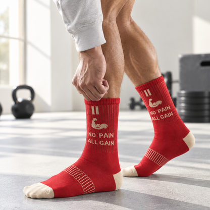 Unisex Gym Long Socks – Pack of 3 | Red | Combed Cotton