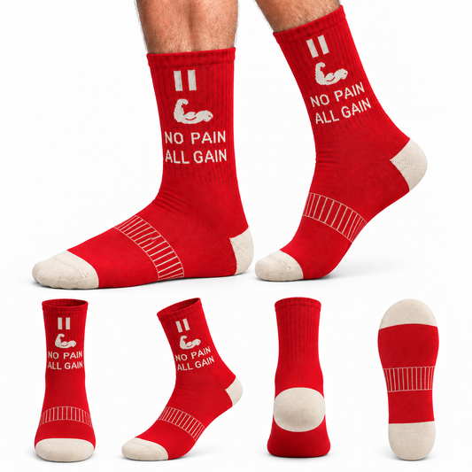Unisex Gym Long Socks – Pack of 3 | Red | Combed Cotton