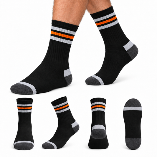 Unisex Gym Long Socks – Pack of 3 | Black | Combed Cotton