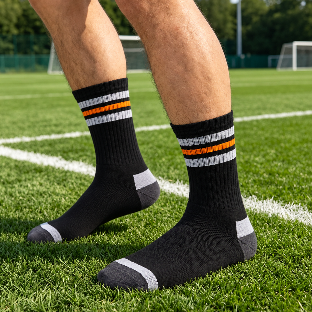 Unisex Gym Long Socks – Pack of 3 | Black | Combed Cotton