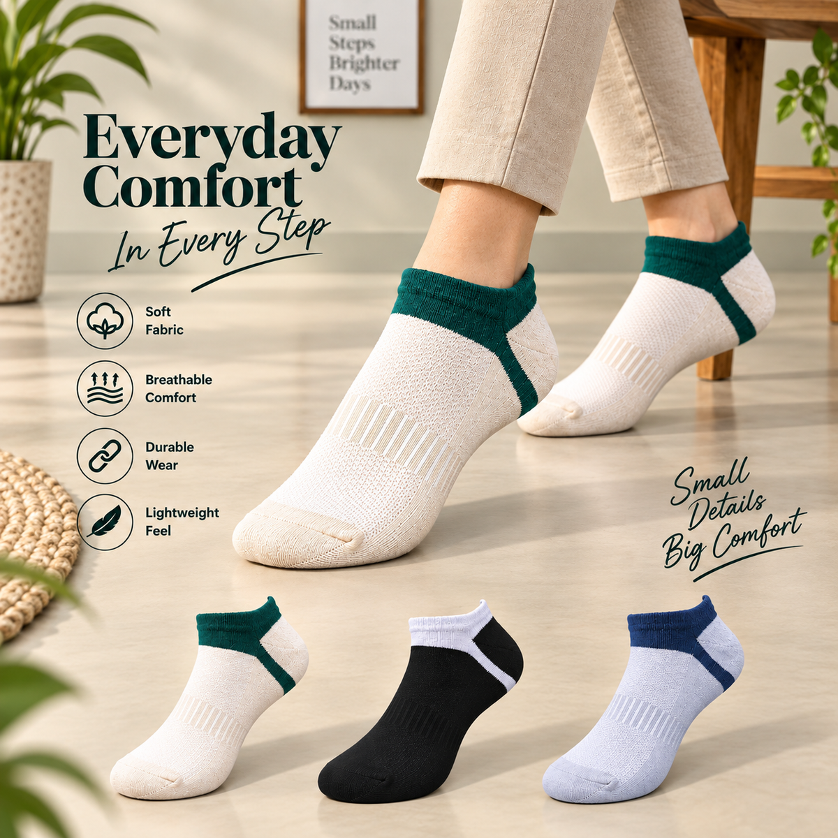 Unisex GenZ Low Cut Socks – Pack of 3 | Multicolour | Combed Cotton