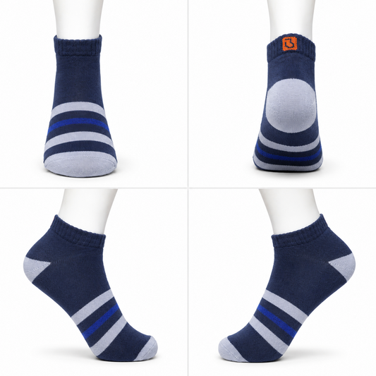 Unisex GenZ Ankle Socks, Multicolor, 100% Cotton, Jali Mesh, Breathable Casual Socks (Pack of 3)