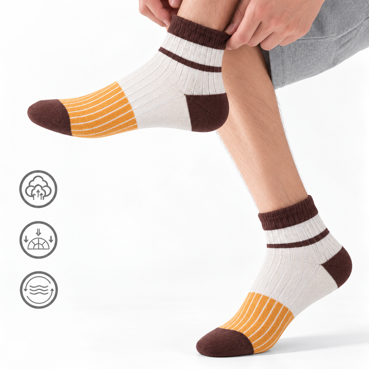 Unisex GenZ Ankle Socks – Pack of 3 | Multicolour | Combed Cotton