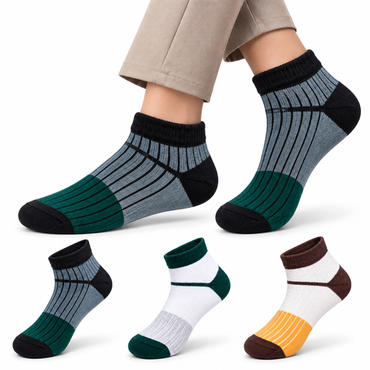 Unisex GenZ Ankle Socks, Pack of 3, Multicolour, Combed Cotton, Ribbed, Casual & Everyday Wear