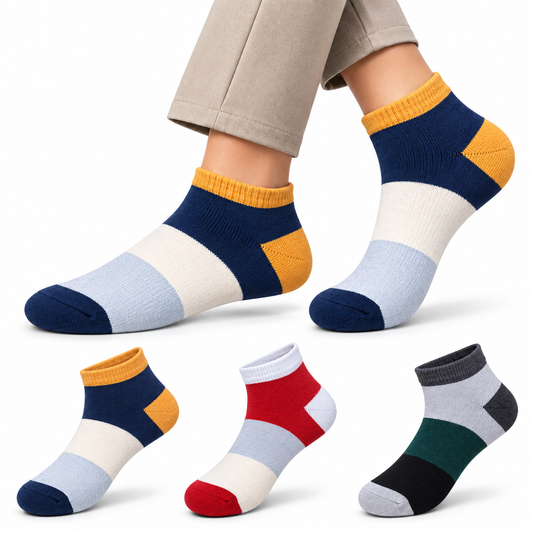 Unisex GenZ Ankle Socks, Multicolour, Combed Cotton, Jali Mesh, Breathable Casual Socks ( Pack of 3)