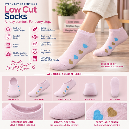 Women's Low Cut Socks – Pack of 5 | Multicolour