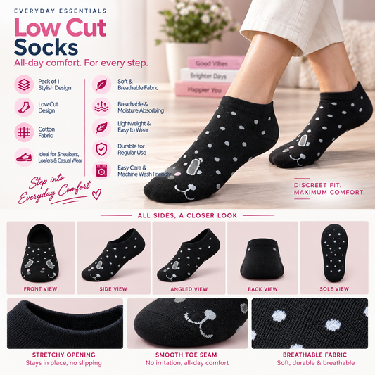 Women's Low Cut Socks – Pack of 5 | Multicolour