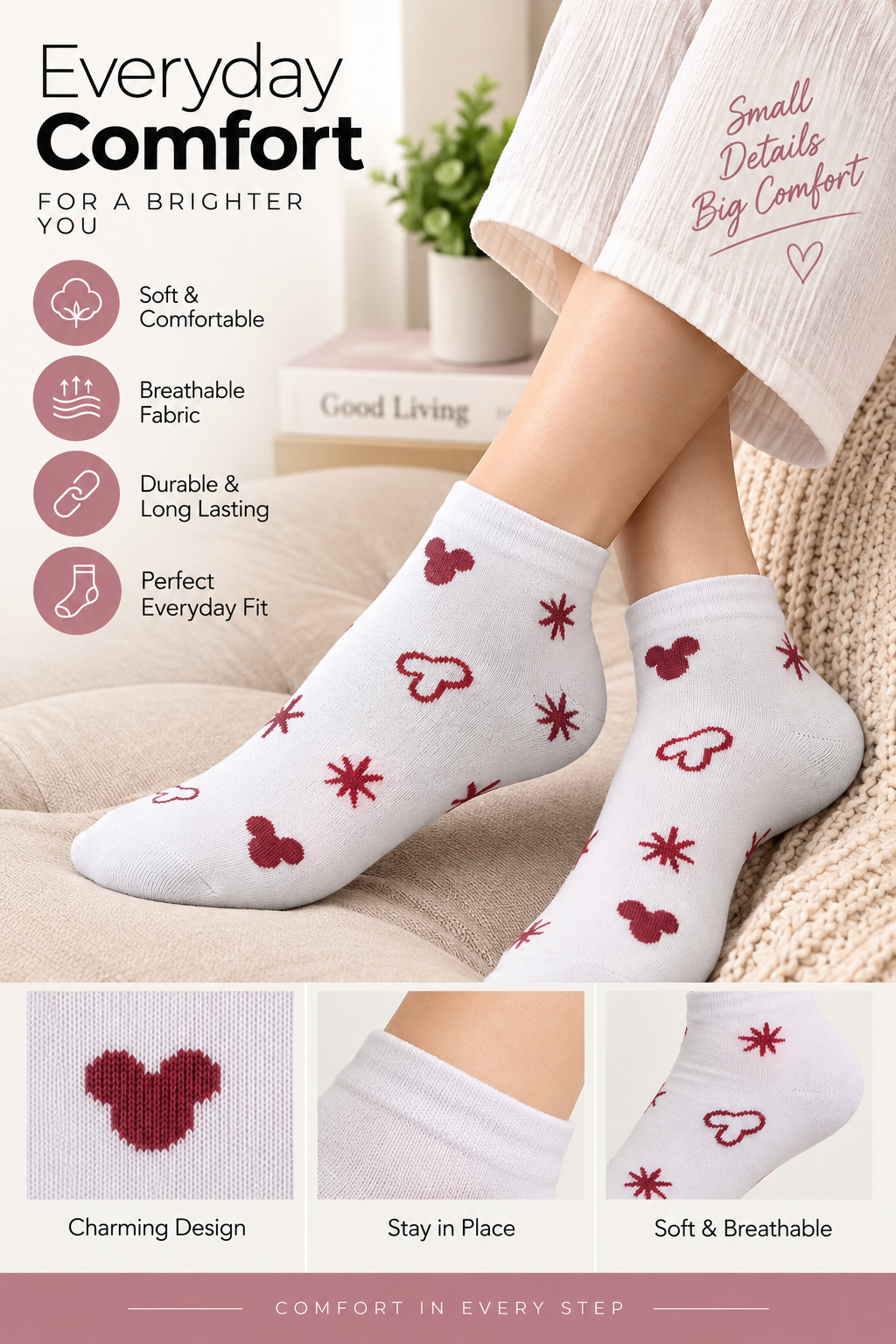 Women's Low Cut Socks – Pack of 5 | Multicolour