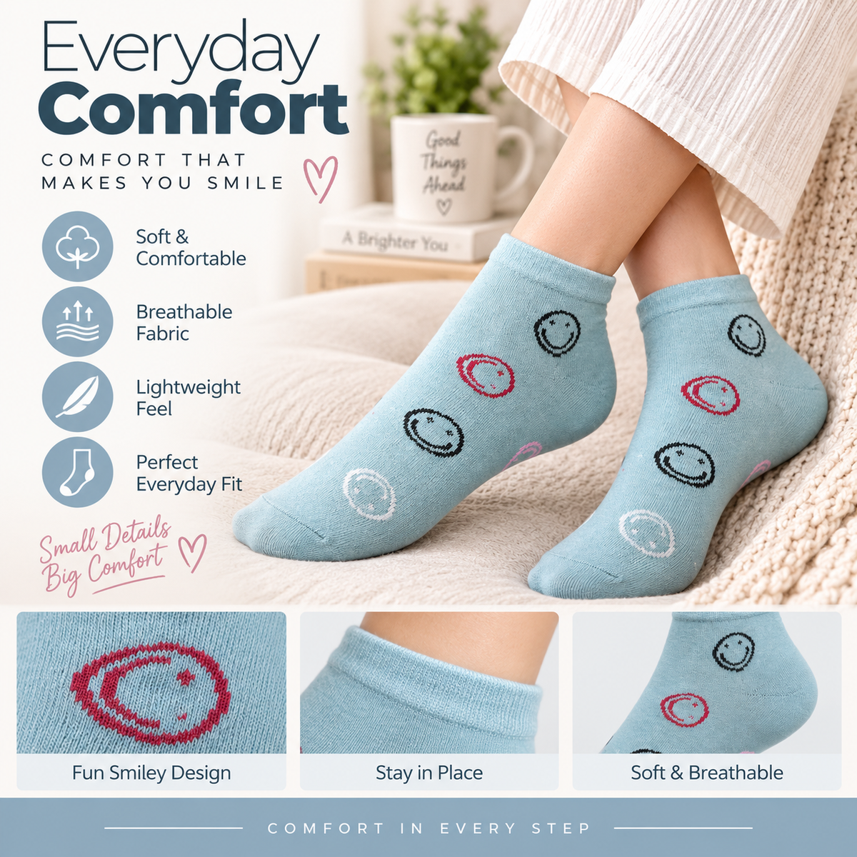 Women's Low Cut Socks – Pack of 5 | Multicolour
