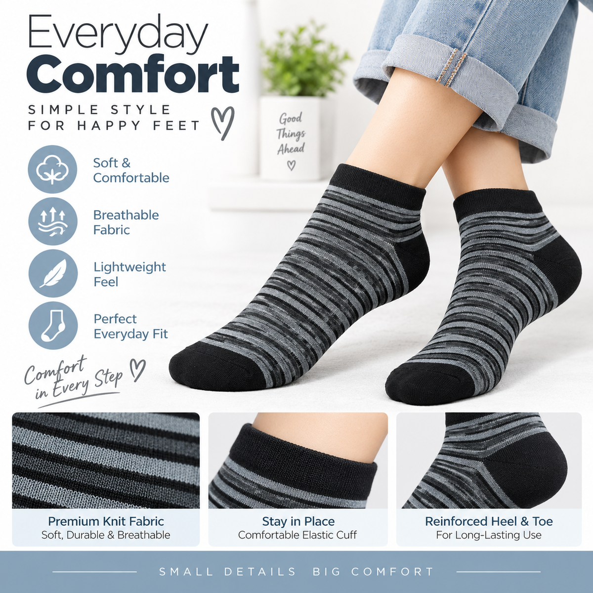 Women's Low Cut Socks – Pack of 5 | Multicolour