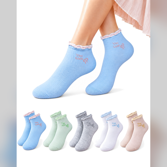 Women's Ankle Socks, Pack of 5, Multicolor, Soft & Comfortable Everyday Socks