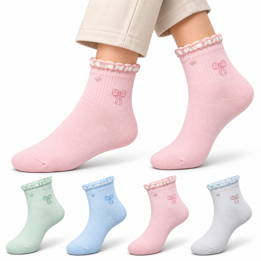 Women's Ankle Socks, Pack of 5, Multicolor, Soft & Comfortable Everyday Socks