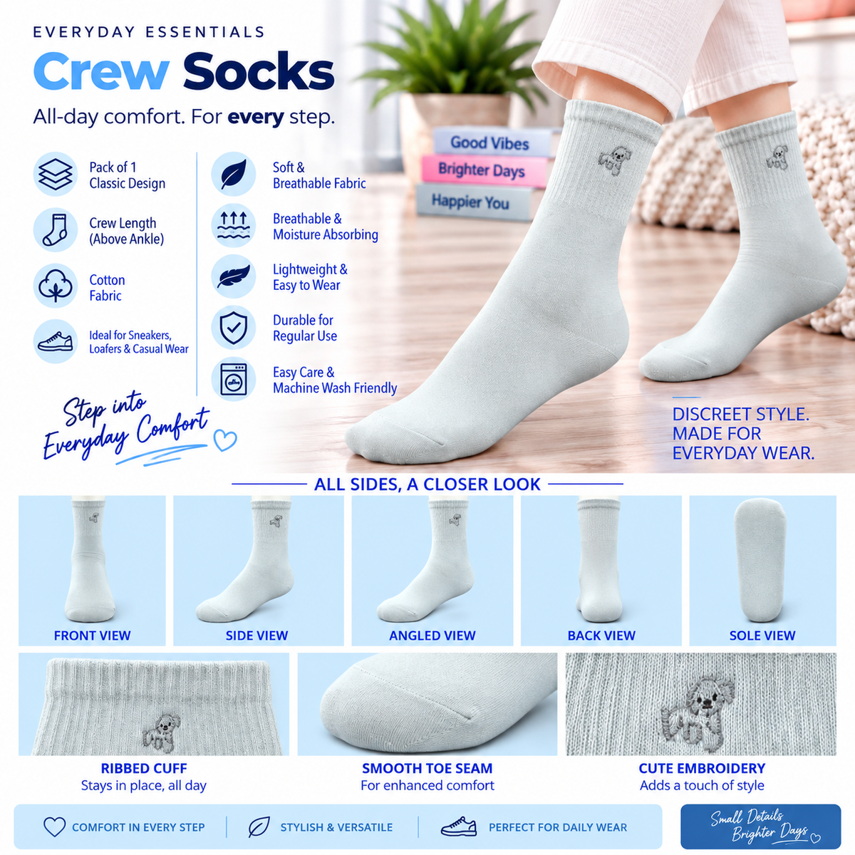Women's Ankle Socks – Pack of 5 | Multicolour