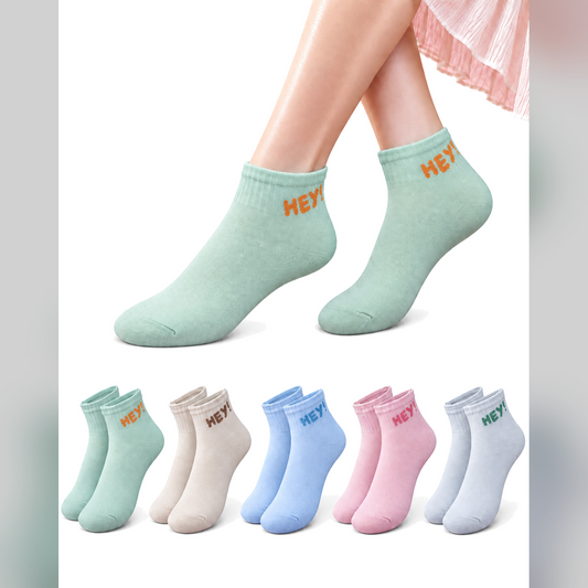 Women's Ankle Socks, Pack of 5, Multicolor, Soft & Comfortable Everyday Socks