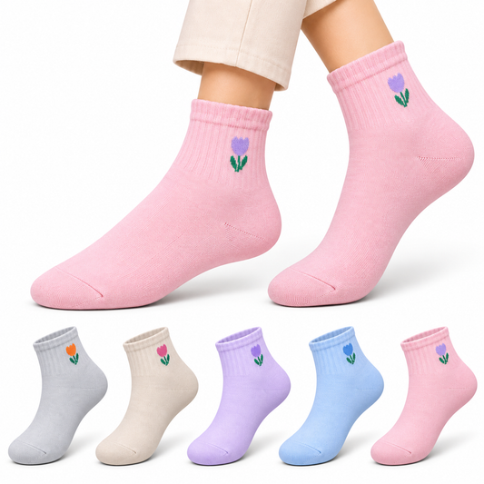 Women's Ankle Socks, Pack of 5, Multicolor, Soft & Comfortable Everyday Socks