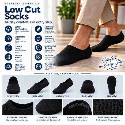 Men's Loafer Low Cut Socks – Pack of 6 | Multicolour