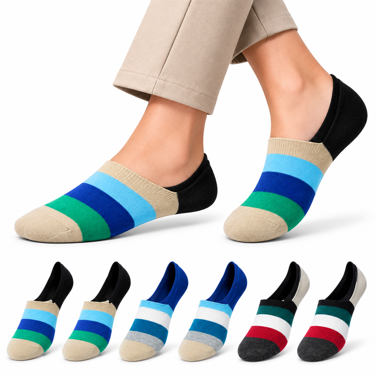 Men's Loafer Low Cut Socks – Pack of 6 | Multicolour