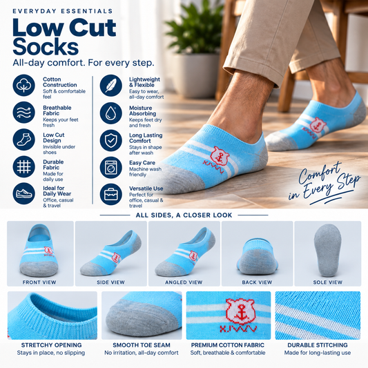 Men's Loafer Low Cut Socks – Pack of 6 | Multicolour