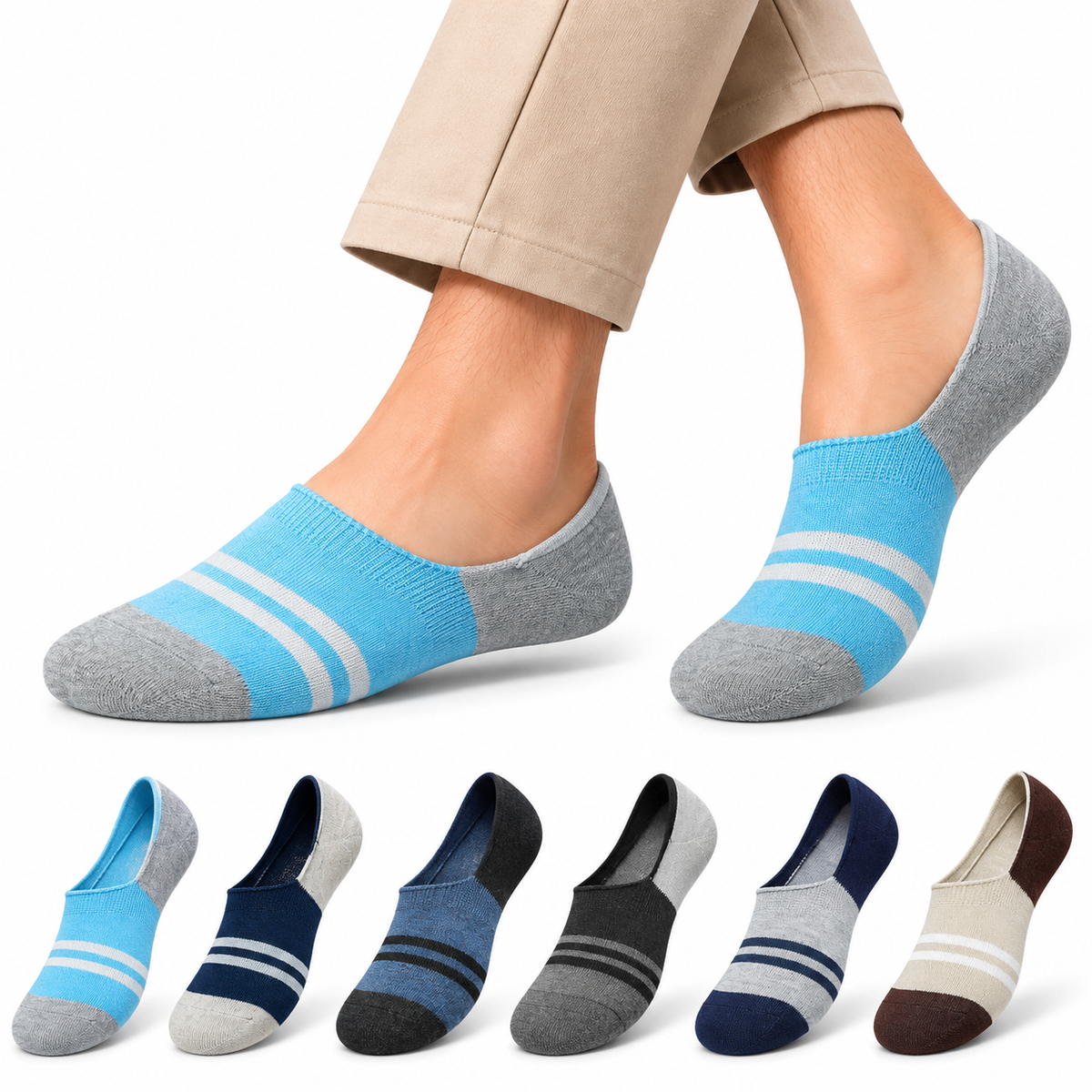 Men's Loafer Low Cut Socks – Pack of 6 | Multicolour