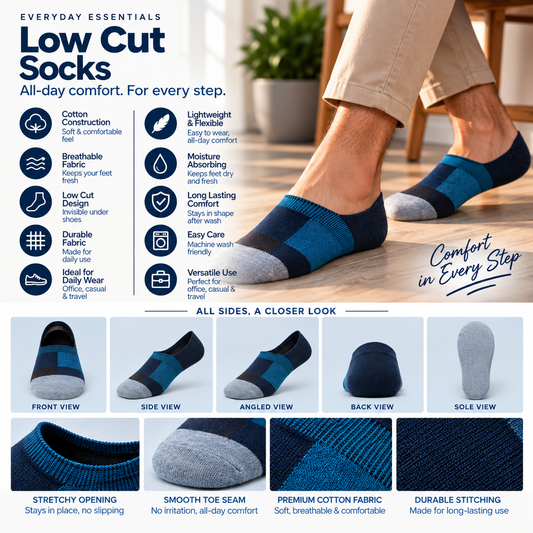 Men's Loafer Low Cut Socks – Pack of 6 | Multicolour