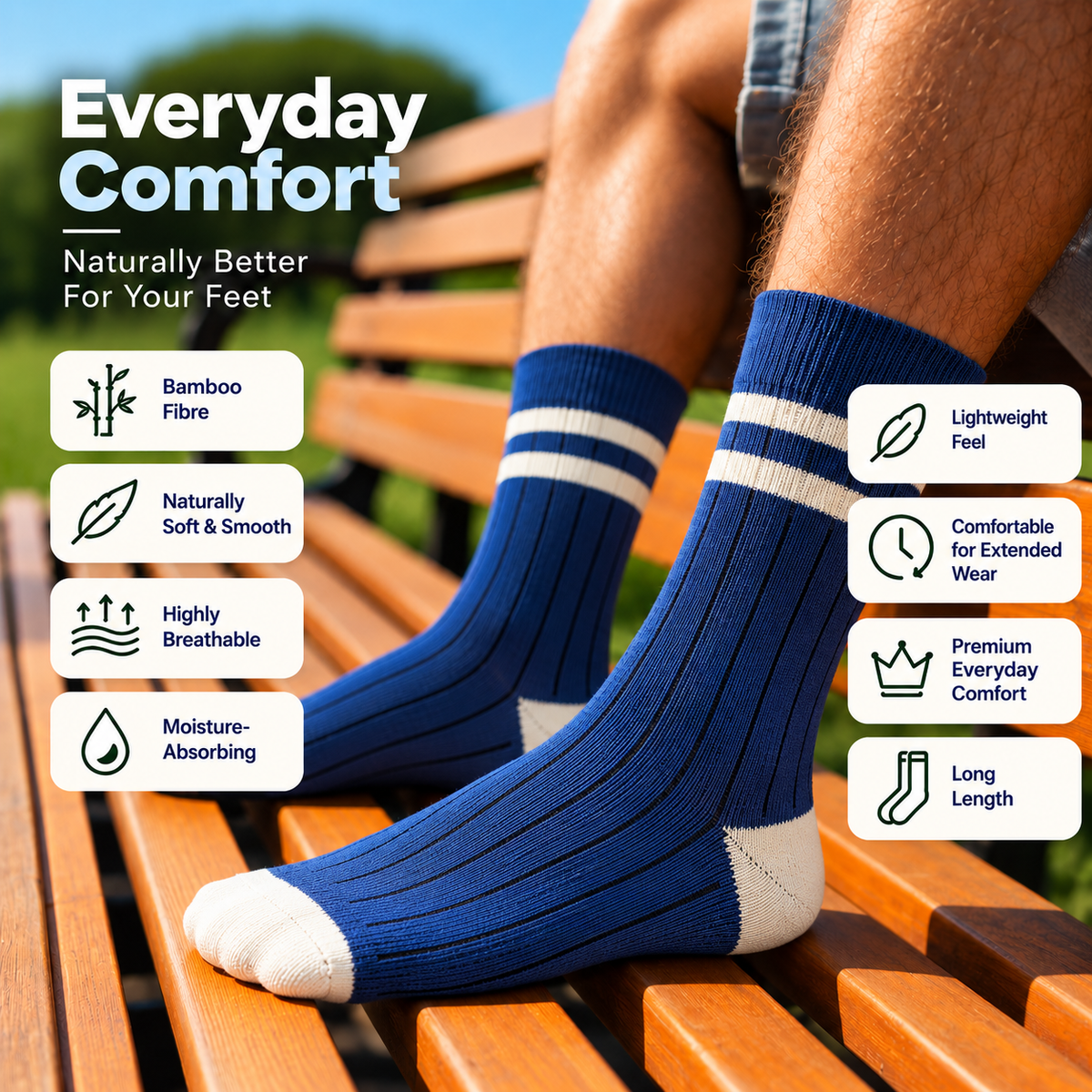 Premium Unisex Long Socks | Denim Blue | Bamboo Fabric