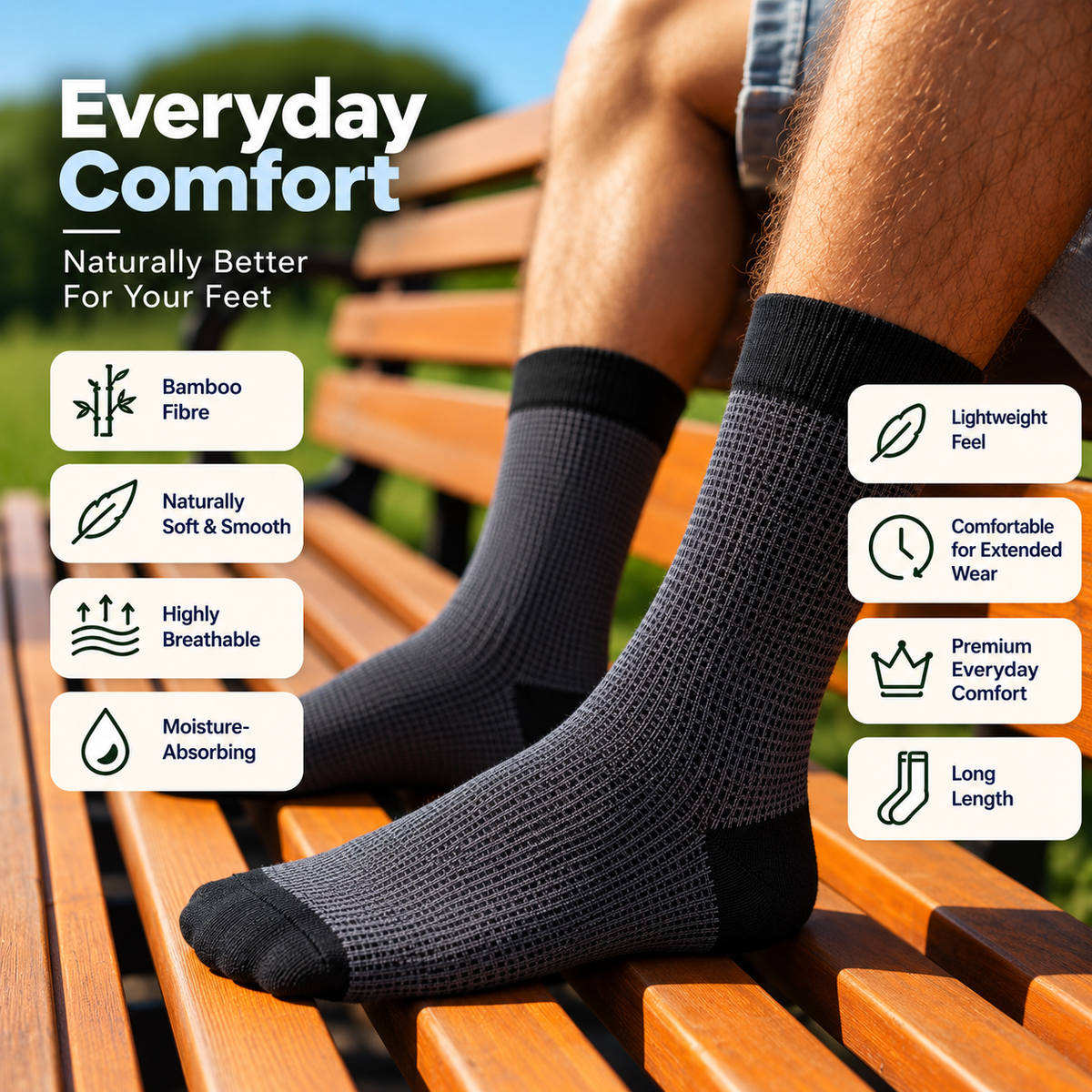 Premium Unisex Long Socks | D Grey | Bamboo Fabric