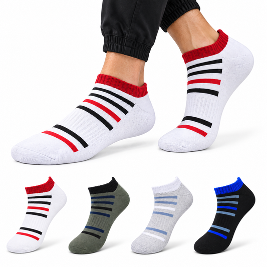Unisex Sports Low Cut Socks Cotton, Multicolour, Ribbed, Sports & Everyday Wear  (Pack of 4)